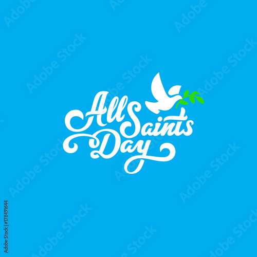 All Saints Day Text Lettering calligraphic vector Poster