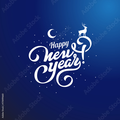 Bild auf Leinwand Happy New Year Text Lettering calligraphic vector Poster