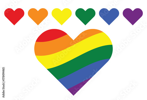 LGBT gay rainbow symbol hearts. Homosexual pride banner illustration.
