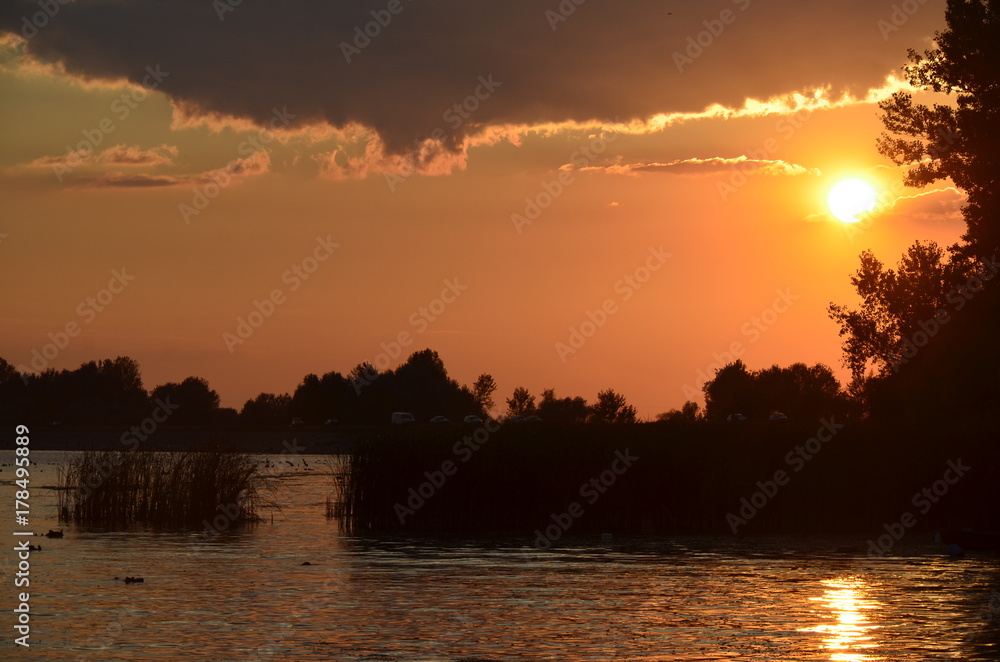 river landscape sunset