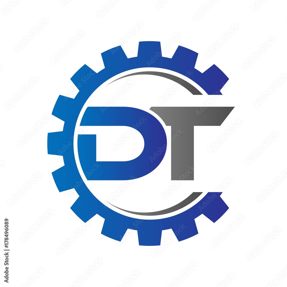 dt initial logo vector with gear blue gray dt initial logo vector with gear blue gray