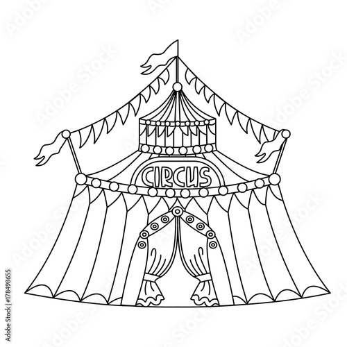 Vector Black and White Big Top Circus Tent
