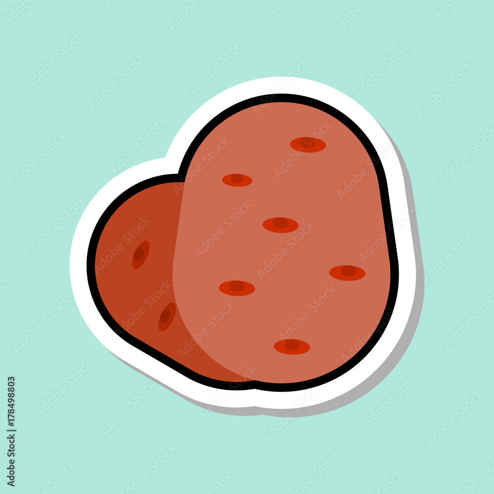 Potato Sticker On Blue Background Colorful Vegetable Icon Vector Illustration Potato Sticker On Blue Background Colorful Vegetable Icon Vector Illustration