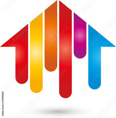 Haus in Farbe, Farbig, Maler, Logo