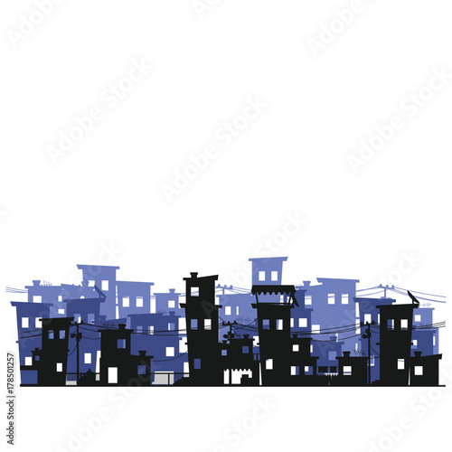 Street of poor neighborhood in the city. Slum