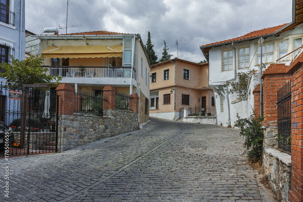 Typical street and old house in old town of Xanthi, East Macedonia and Thrace, Greece