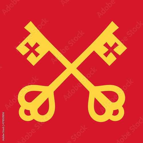 The keys of St.Peter (Keys to The Kingdom of Heaven), papal keys. The Catholic symbol of faith and salvation. Emblem of the Holy See.