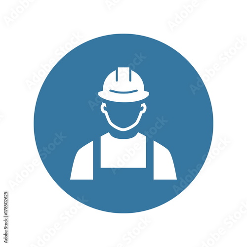 Engineer Icon. Man in Hard Hat. Buider Symbol. photo