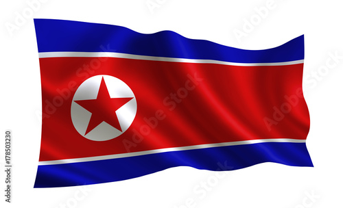 North Korea flag. A series of "Flags of the world."  (The country - North Korea) 