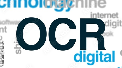 OCR animated word cloud, text design animation. photo