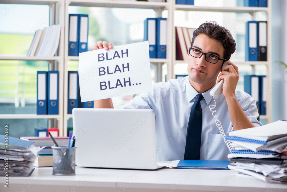 Young businessman in effective communication concept Young businessman in effective communication concept