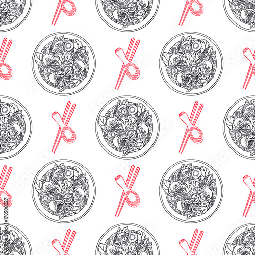 seamless background of sketch tom yum