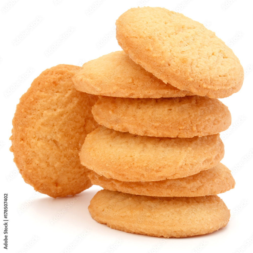 stacked short pastry cookies isolated on white background stacked short pastry cookies isolated on white background