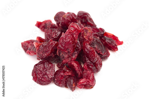 Dried Cranberries on a White Background