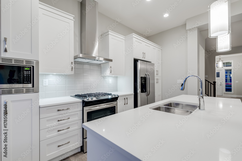 Interior design of a modern kitchen. Interior design of a modern kitchen.