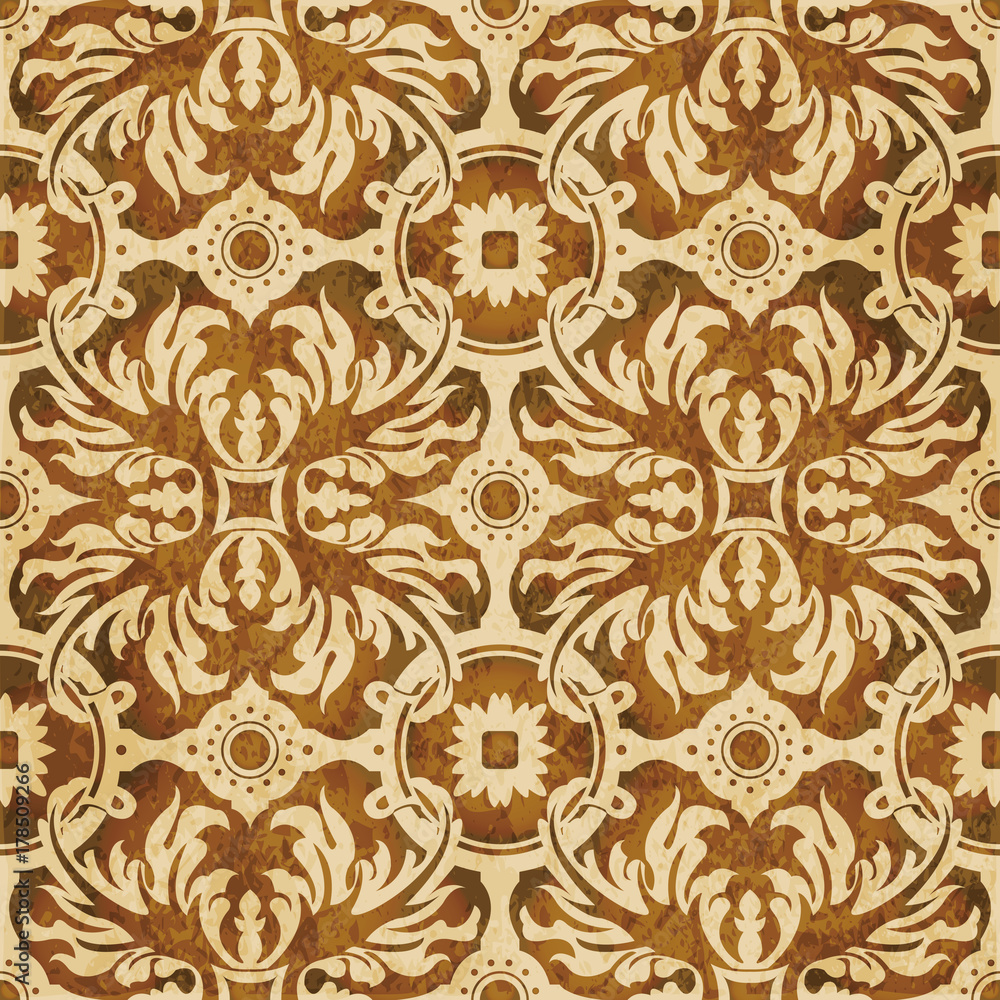 Retro brown watercolor texture grunge seamless background spiral leaf round cross flower Retro brown watercolor texture grunge seamless background spiral leaf round cross flower