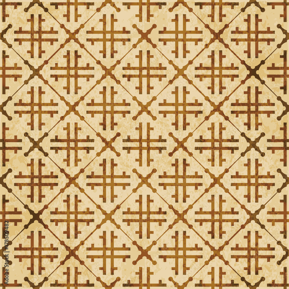 Retro brown watercolor texture grunge seamless background check cross geometry frame Retro brown watercolor texture grunge seamless background check cross geometry frame