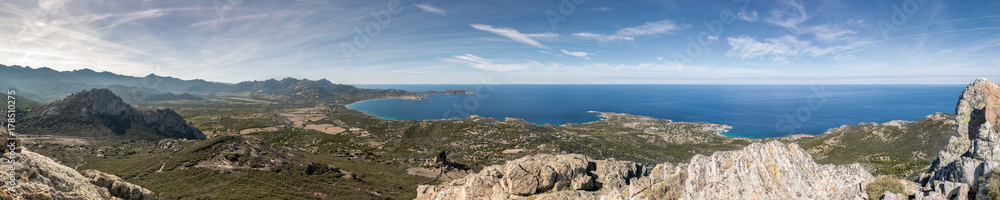 Panoramic view across Calvi Bay and Revellata in Corsica