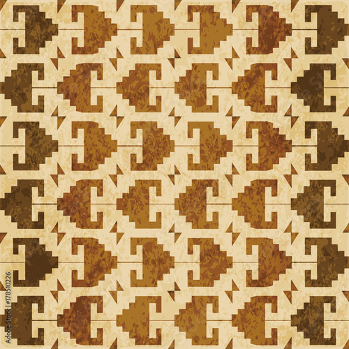 Retro brown watercolor texture grunge seamless background royal sawtooth triangle geometry
