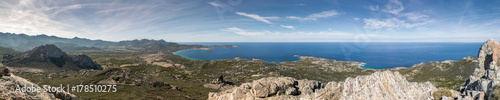 Panoramic view across Calvi Bay and Revellata in Corsica