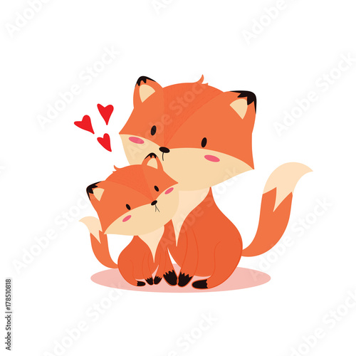 cute fox in love vector
