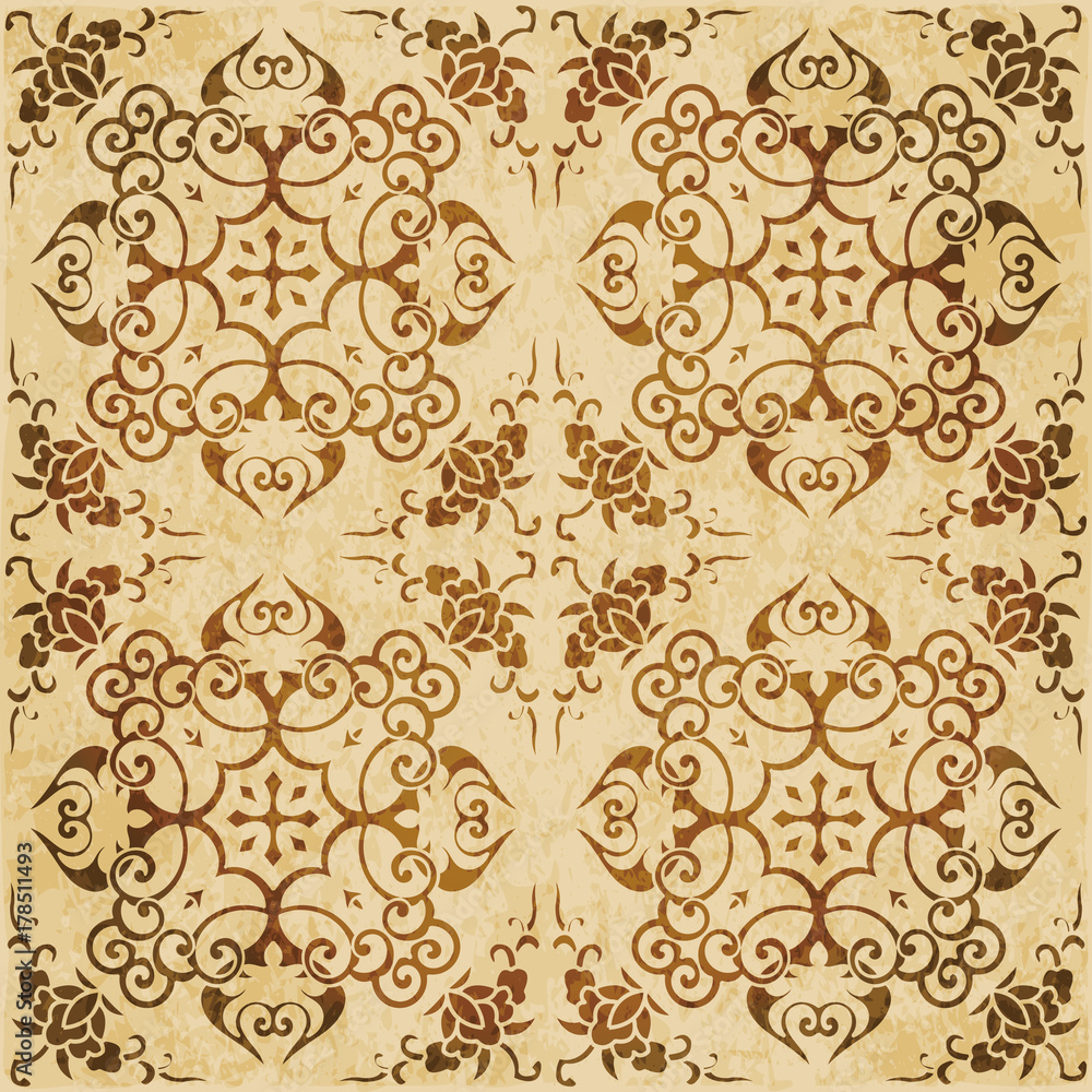 Retro brown watercolor texture grunge seamless background spiral cross frame flower Retro brown watercolor texture grunge seamless background spiral cross frame flower