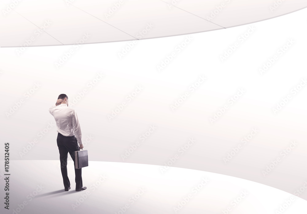 Salesman standing with his back concept Salesman standing with his back concept