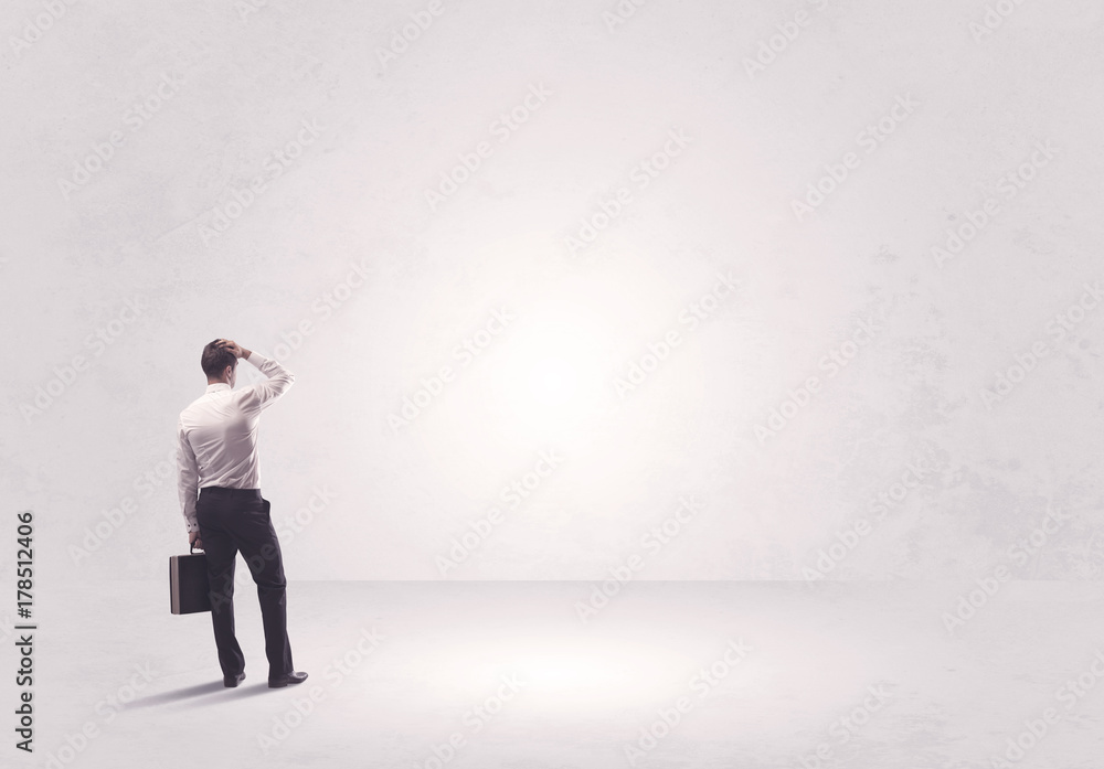 Finance worker standing in pure nothing Finance worker standing in pure nothing