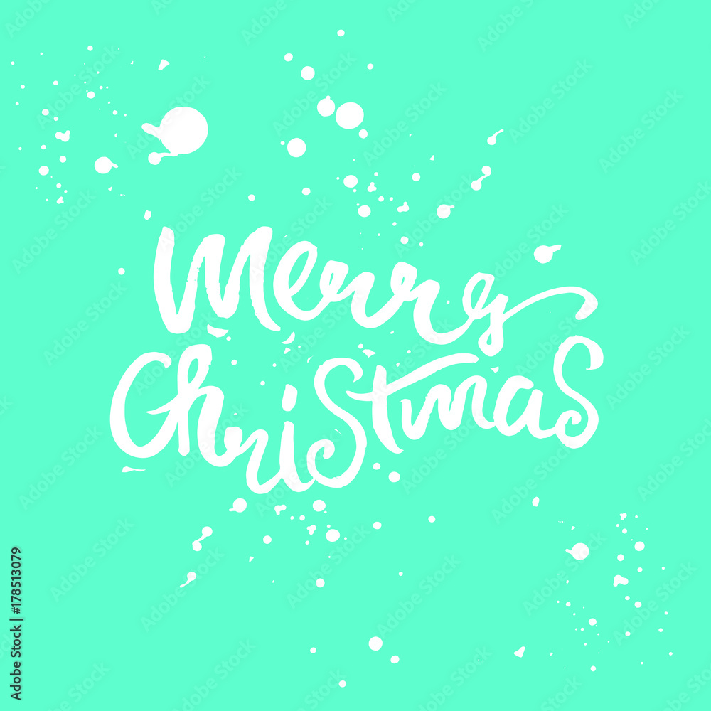 Merry Christmas calligraphy inscription for greeting cards, calendars or poster. Christmas decorations with ornament 