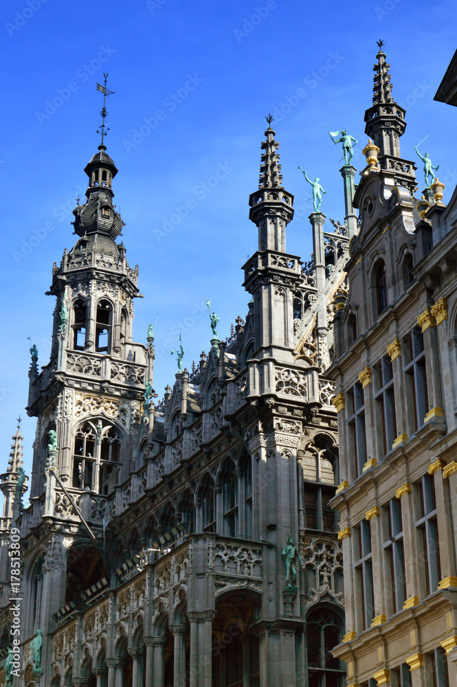 Maison du Roi, a neo-Gothic style building housing Brussels City Museum located in historic city centre on the Grand Place, Brussels, Belgium