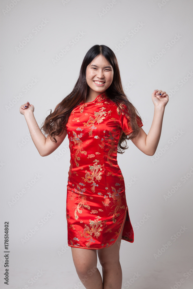 Asian girl in chinese cheongsam dress Asian girl in chinese cheongsam dress