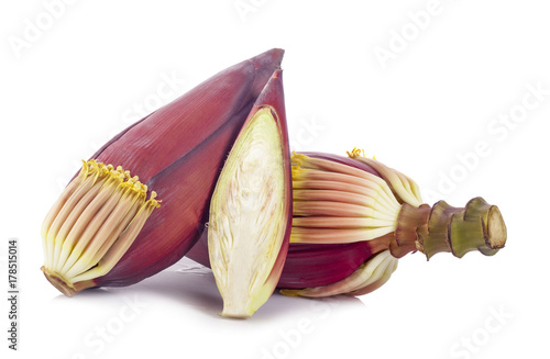 Fresh banana flower isolated on white background