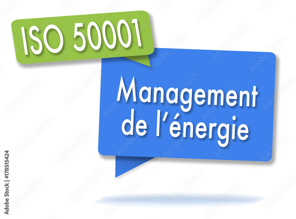 ISO 50001 quality management in colored bubbles