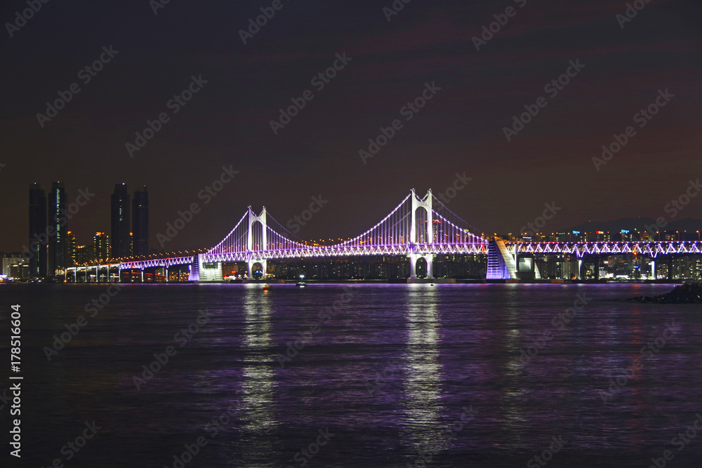 Obraz premium 冬栢島から見る広安大橋