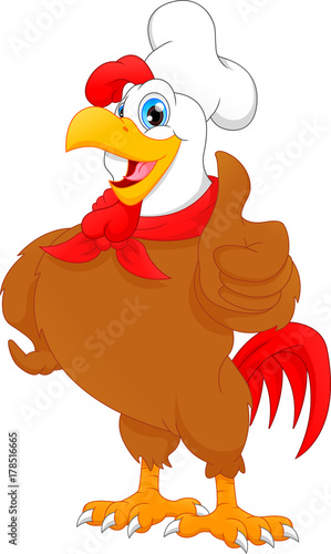 cute chef rooster cartoon thumb up © lawangdesign