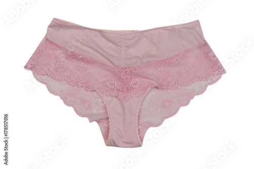 Pink Lacy panties. Isolate on white