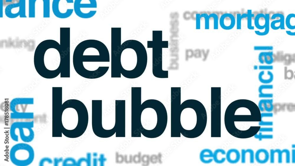 Debt bubble animated word cloud, text design animation. Debt bubble animated word cloud, text design animation.