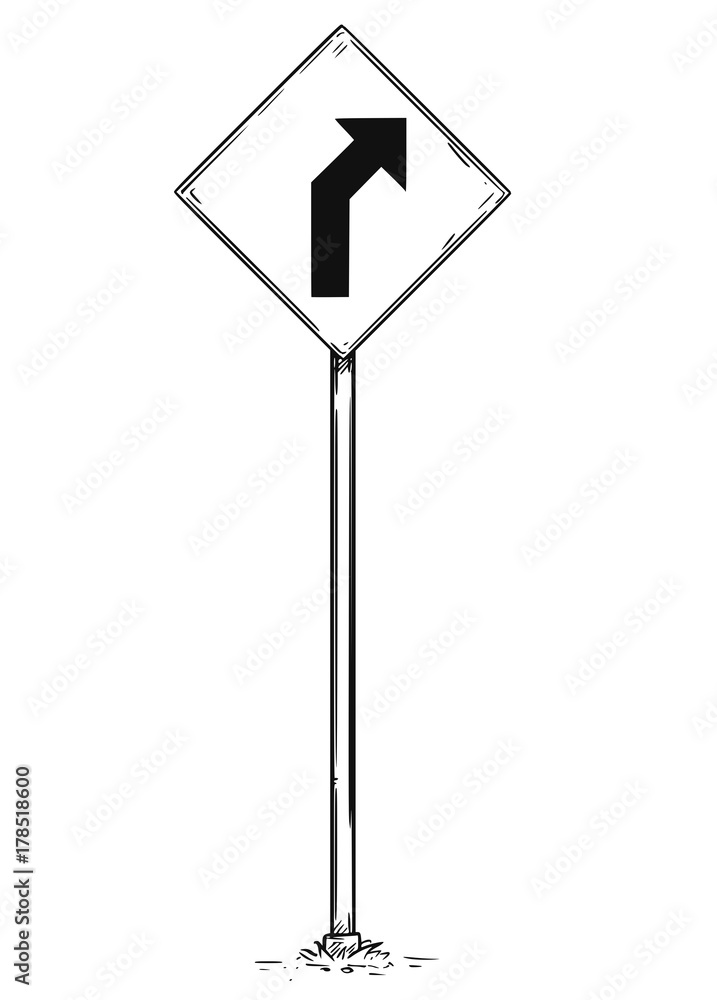 Drawing of Curved Road Arrow Traffic Sign Drawing of Curved Road Arrow Traffic Sign