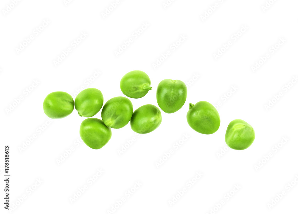 Green peas isolated on a white background Green peas isolated on a white background