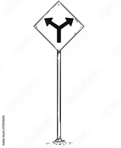 Drawing of Two Ways Arrow Traffic Sign