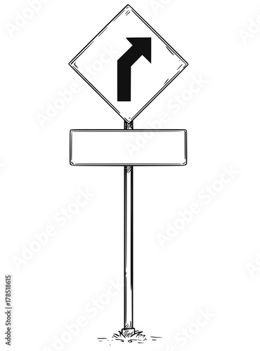 Drawing of Curved Road Arrow Traffic Sign