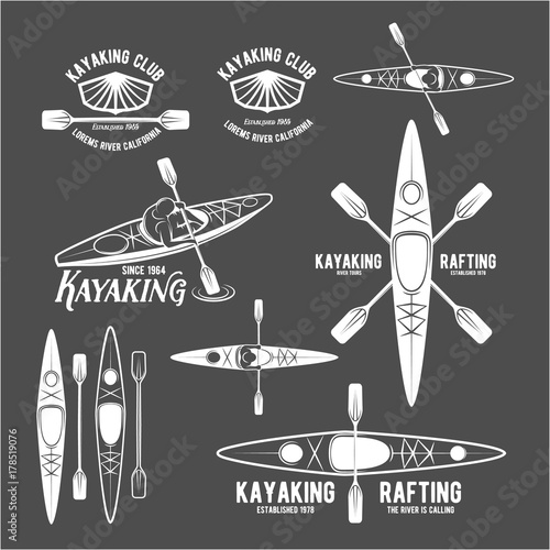 Set of vintage rafting labels