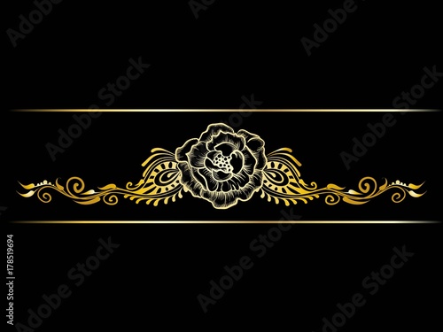 Gold indian line art border