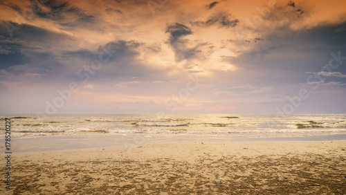 sunset beach and seascape panorama