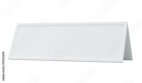 Blank white isolated sign plate abstract with shadow. 3D rendering