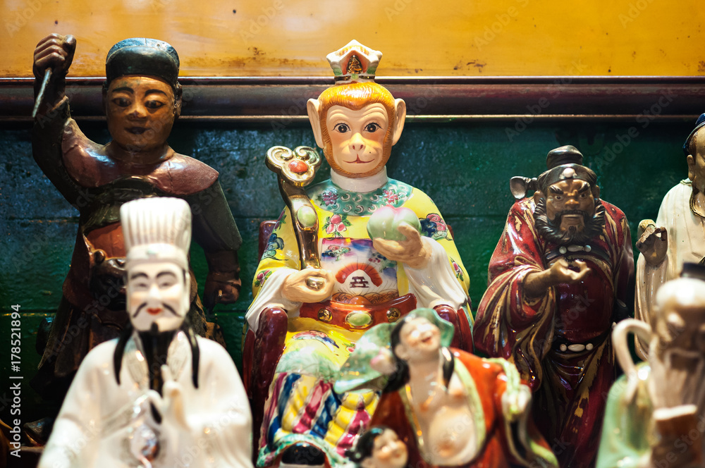 Chinese deity statues at a Hong Kong temple