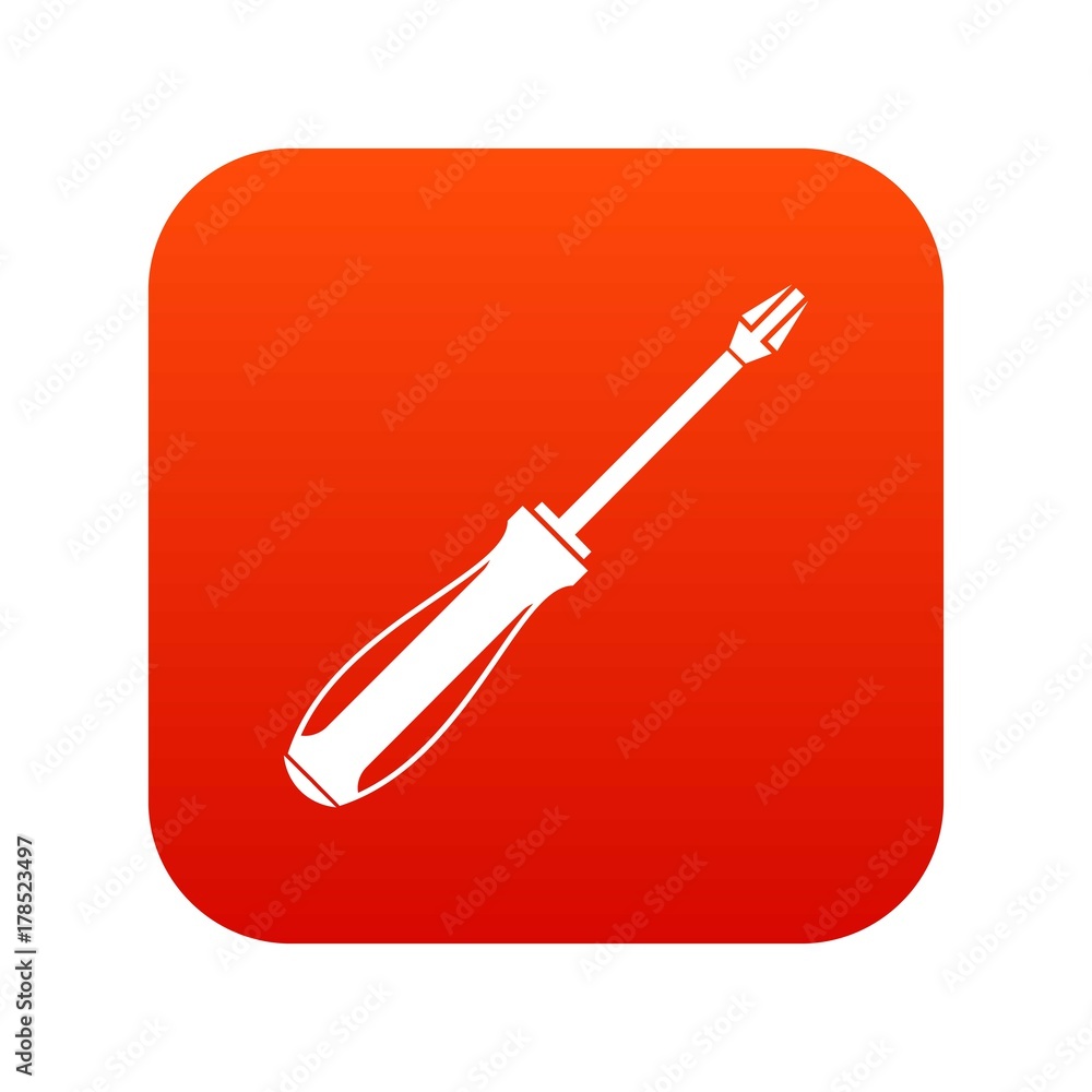 Screwdriver icon digital red Screwdriver icon digital red