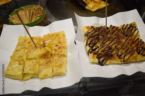 Banana roti and chocolate roti which ready to eat.