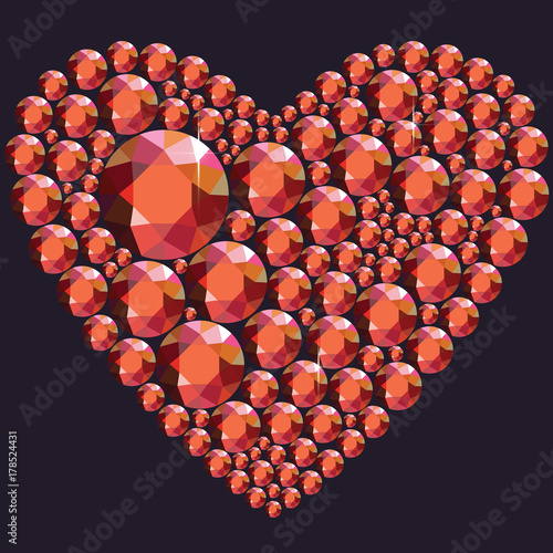 Heart of red rhinestones