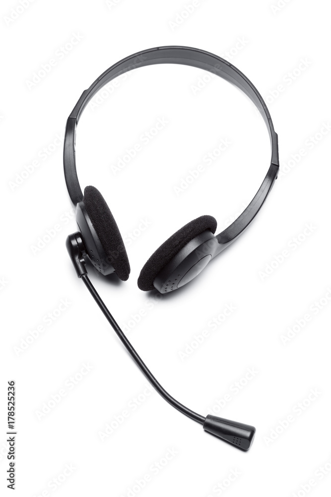 headset with microphone isolated on white headset with microphone isolated on white